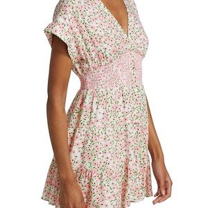 Alice + Olivia Keela Floral Print Smocked Mini Dress